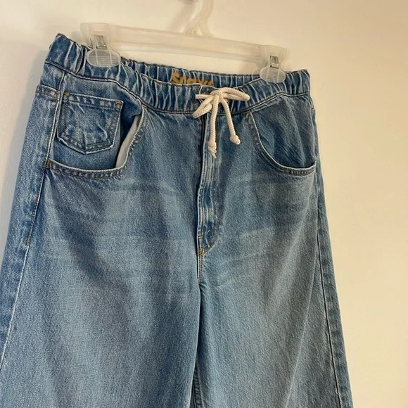 Mother Snacks Jeans 27 Drawn Fun Dip Nerd Blue Elastic Drawstring Straight Loose